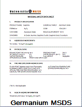 Germanium Material Data Safety Sheet (MSDS)